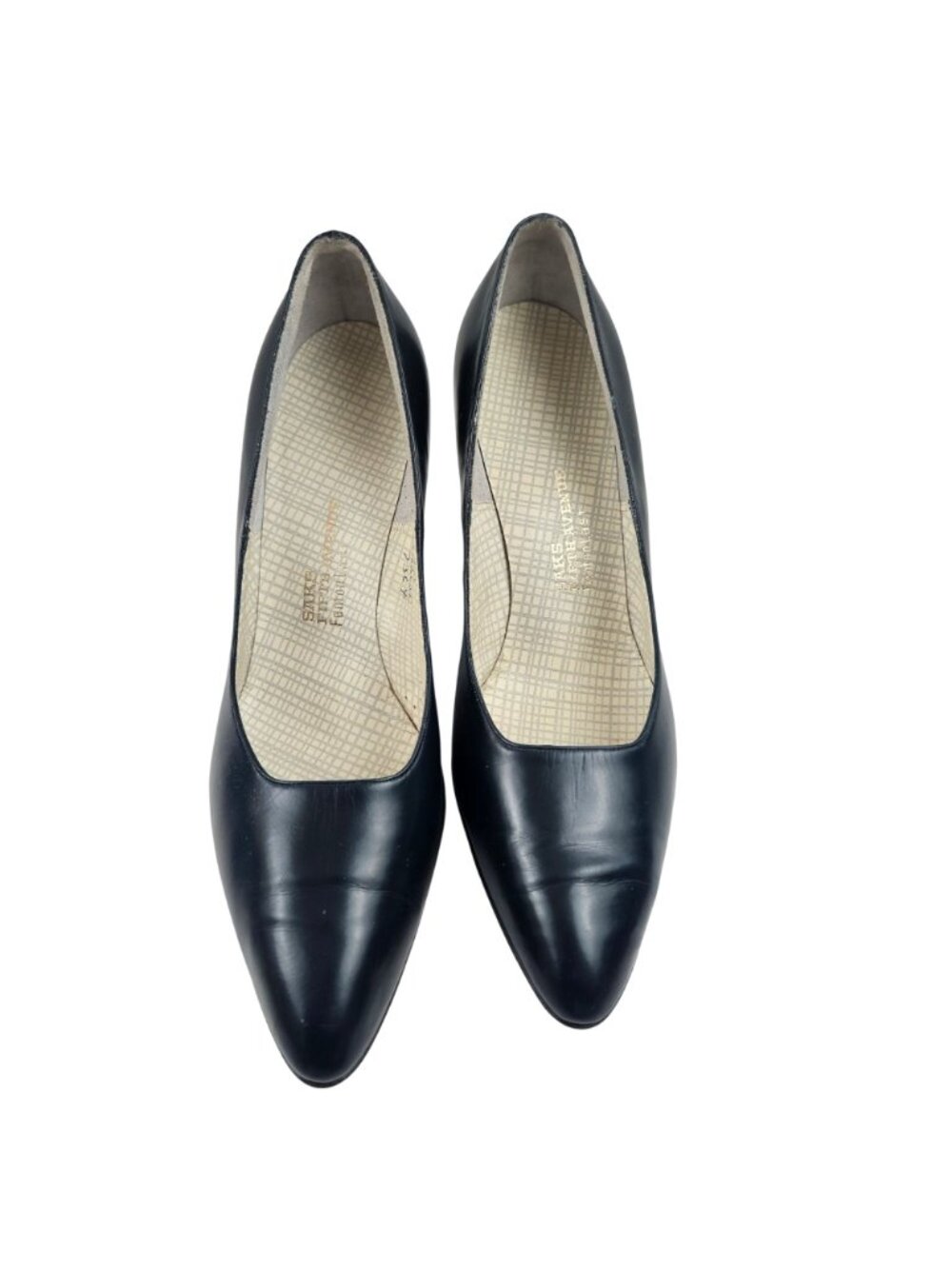 Saks Fifth Avenue Pumps Womens Size 9.5 Fenton Last Heels Blue Leather Shoes - Picture 2 of 8